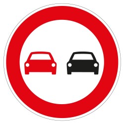 Panneau - Interdiction de dépasser tous les véhicules à moteur - Vinyle  - 200 mm - Vinyle Souple Autocollant