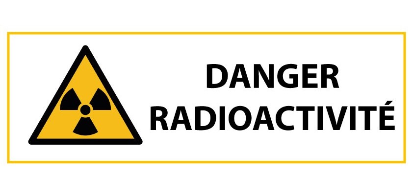 Signalétique de danger W003 - Radioactivité - Norme ISO EN 7010  - 450 x 150 mm - Vinyle Souple Autocollant