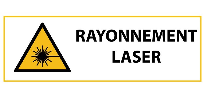 Signalétique de danger - Picto Rayonnement Laser - W004 - ISO 7010  - 450 x 150 mm - Vinyle Souple Autocollant