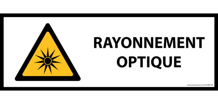 Panneau de danger - Rayonnement optique - W027 - horizontal  - 297 x 105 mm - Vinyle