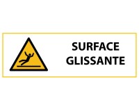 Panneau de danger - Picto Surface glissante - W011 - ISO 7010  - 297 x 105 mm - Vinyle Souple Autocollant