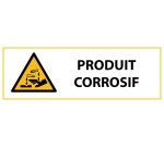 Signalétique de danger - Picto produit corrosif - W023 - ISO 7010  - 450 x 150 mm - Vinyle Souple Autocollant