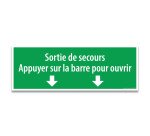 Panneau & autocollant - Sortie secours appuyer barre ouvrir  - 210 x 75 mm - PVC 2 mm