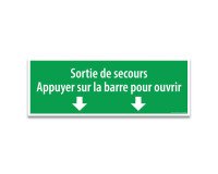 Panneau & autocollant - Sortie secours appuyer barre ouvrir  - 210 x 75 mm - PVC