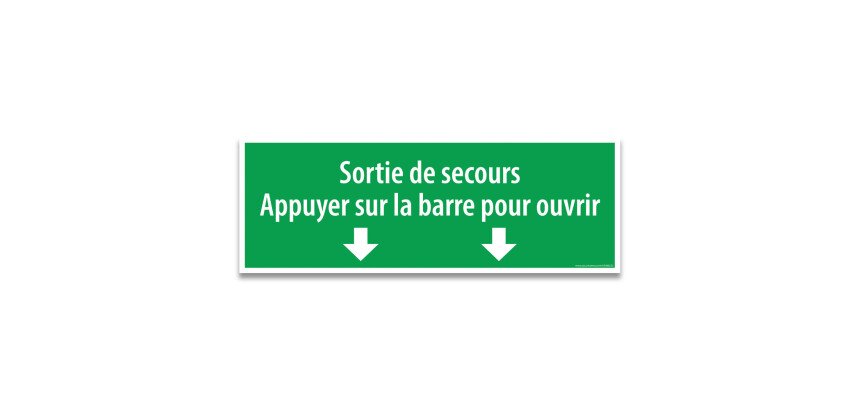 Panneau & autocollant - Sortie secours appuyer barre ouvrir  - 210 x 75 mm - PVC 2 mm