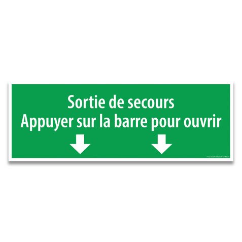 Panneau & autocollant - Sortie secours appuyer barre ouvrir