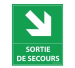 Panneau sortie de secours- flèche bas à droite - 300 x 250 mm