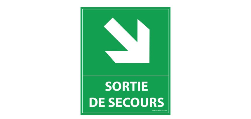 Panneau directionnel - Sortie de secours - E004 - 300x250 mm  - Vinyle Souple Autocollant