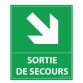 Panneau sortie de secours- flèche bas à droite - 300 x 250 mm