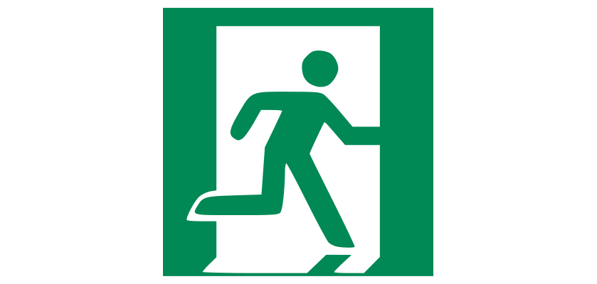 Panneau Sortie de secours droite - Secours et évacuation - ISO 7010  - 125 x 125 mm - PVC 2 mm