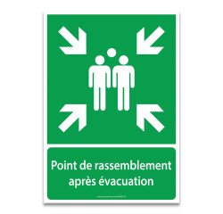 Panneau - Point de rassemblement après évacuation -E007 -ISO 7010  - PVC - A4