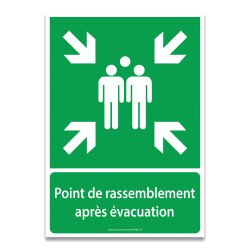 Panneau - Point de rassemblement après évacuation -E007 -ISO 7010  - PVC - A4
