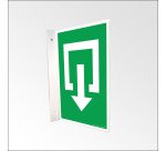 Panneau d'évacuation en drapeau - Sortie - PVC - 150 x 210 mm