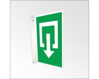 Panneau d'évacuation en drapeau - Sortie - PVC - 150 x 210 mm