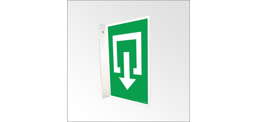 Panneau d'évacuation en drapeau - Sortie - PVC - 150 x 210 mm