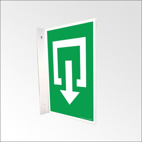 Panneau d'évacuation en drapeau - Sortie - PVC - 150 x 210 mm