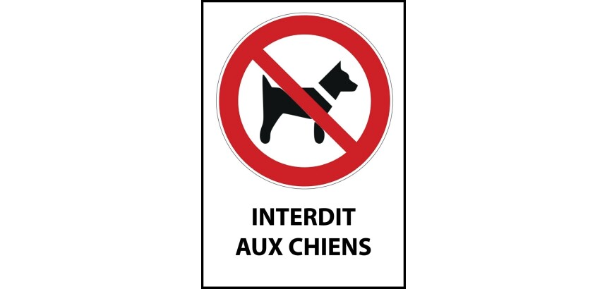 Panneau d'interdiction - Pictogramme Chiens interdits - ISO 7010  - PVC dos adhésif - A5