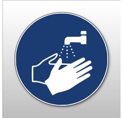 Panneau obligation - Lavage des mains obligatoire - M011  - 200 mm - Vinyle Souple Autocollant