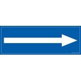 Panneau flèche vers la droite - fond bleu 210 x 75 mm