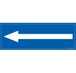Panneau flèche vers la gauche - fond bleu 210 x 75 mm