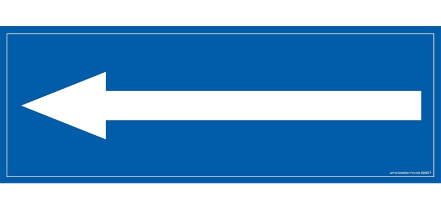 Panneau flèche vers la gauche - fond bleu 210 x 75 mm