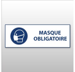 Signalétique EPI - Port du masque obligatoire - ISO 7010  - 297 x 105 mm - Vinyle Souple Autocollant