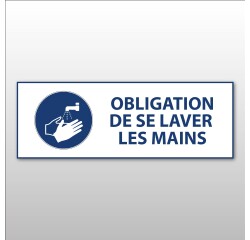 Panneau obligation - Obligation de se laver les mains - M011  - 450 x 150 mm - Vinyle Souple Autocollant