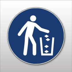 Panneau d'obligation - Utiliser la poubelle - M030 - ISO 7010  - 200 mm - PVC