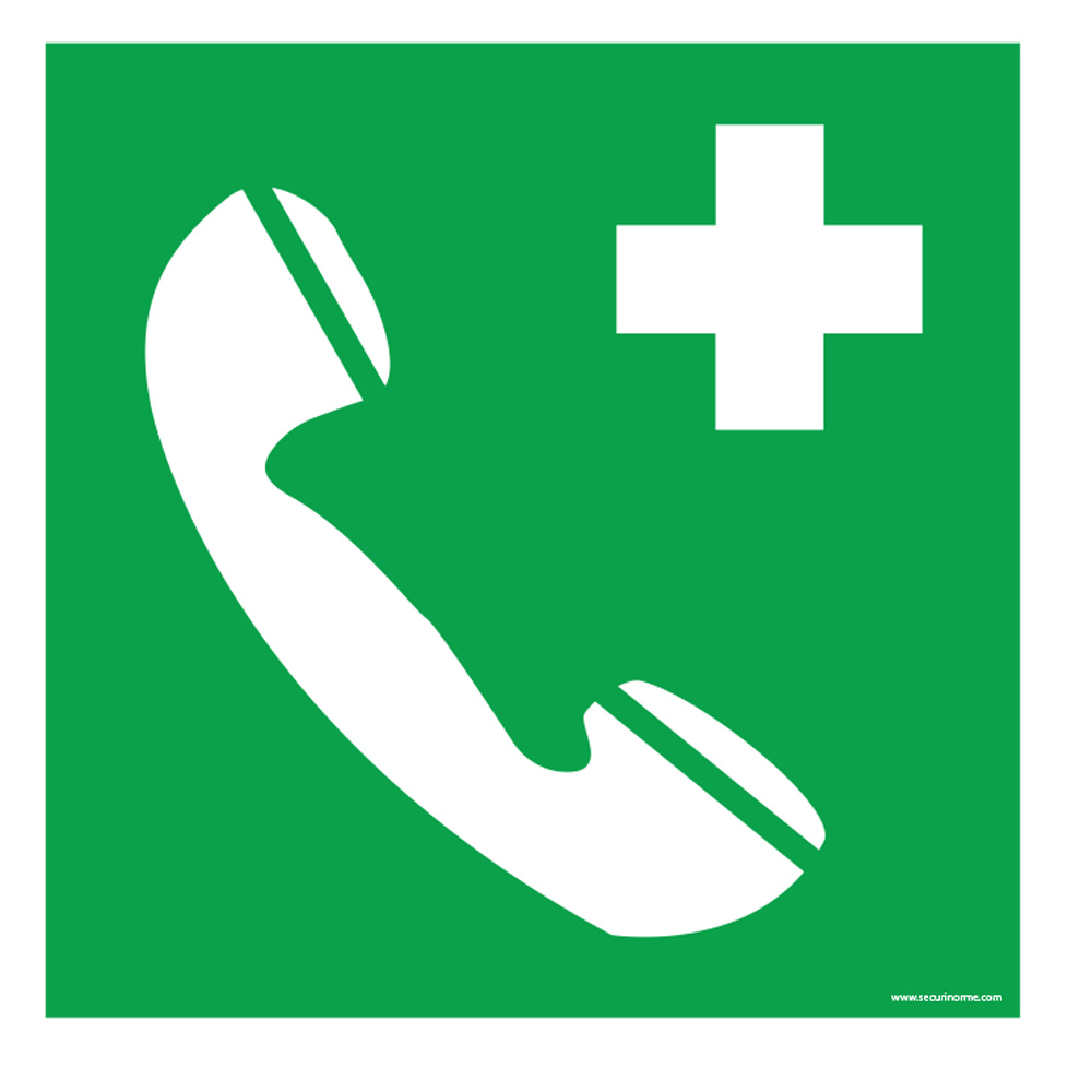 Panneau premiers secours - Téléphone d'urgence - E004 - ISO 7010 - 250 ...