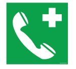 Panneau premiers secours - Téléphone d'urgence - E004 - ISO 7010  - 250 x 250 mm - PVC 2 mm