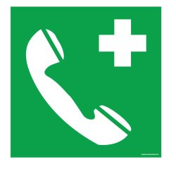 Panneau premiers secours - Téléphone d'urgence - E004 - ISO 7010  - 250 x 250 mm - PVC 2 mm