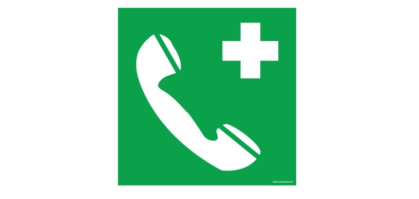 Panneau premiers secours - Téléphone d'urgence - E004 - ISO 7010  - 250 x 250 mm - PVC 2 mm