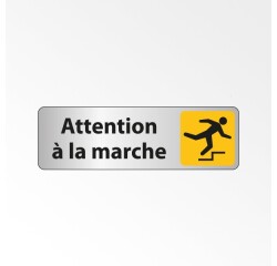 Panneau adhésif - Attention à la marche Trébuchement - ISO 7010  - 150 x 47 mm - Blanc