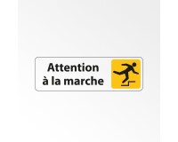 Panneau adhésif - Attention à la marche Trébuchement - ISO 7010  - 250 x 80 mm - Blanc