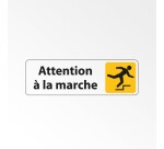Panneau adhésif - Attention à la marche Trébuchement - ISO 7010  - 150 x 47 mm - Blanc