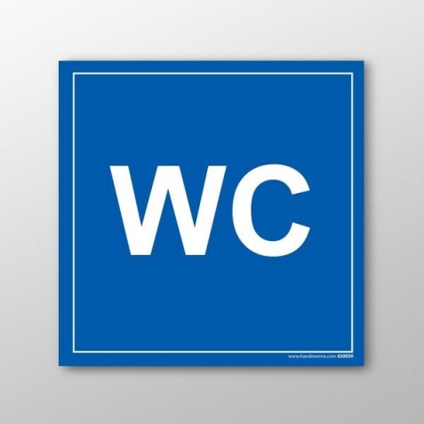 Signalétique WC - Panneau d'information universel - Fond bleu  - 125 x 125 mm - Vinyle Souple Autocollant