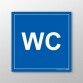 Signalétique WC - Panneau d'information universel - Fond bleu  - 125 x 125 mm - Vinyle Souple Autocollant