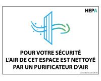 Panneau signalétique - Air filtré par HEPA - 150 x 210 mm - Vinyle