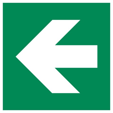 Panneau évacuation - Direction d'évacuation flèche - Norme ISO 7010  - 125 x 125 mm - Vinyle Souple Autocollant