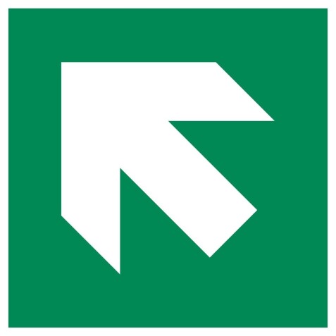 Panneau Evacuation flèche diagonale en haut à gauche