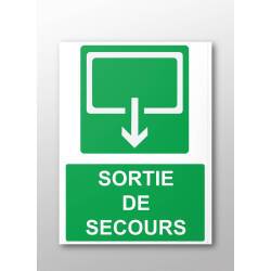 Panneau d'évacuation - Sortie de Secours - 300 x 250 mm - ISO 7010  - Vinyle Souple Autocollant