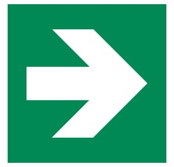 Panneau directionnel d'évacuation – Signalisation conforme ISO  - 125 x 125 mm - Vinyle Souple Autocollant