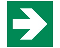 Panneau évacuation - Flèche droite - 125/250mm - Vinyle/PVC  - 250 x 250 mm - Vinyle Souple Autocollant