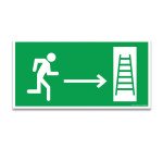 Panneau évacuation - Homme courant, flèche droite, échelle  - 200 x 100 mm - PVC 2 mm