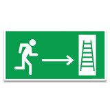 Panneau évacuation - Homme courant, flèche droite, échelle  - 200 x 100 mm - PVC