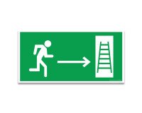 Panneau évacuation - Homme courant, flèche droite, échelle  - 200 x 100 mm - PVC