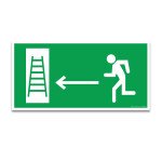 Panneau secours - Évacuation flèche gauche vers échelle  - 400 x 200 mm - Vinyle