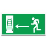 Panneau secours - Évacuation flèche gauche vers échelle  - 400 x 200 mm - Vinyle