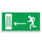 Panneau secours - Évacuation flèche gauche vers échelle  - 400 x 200 mm - Vinyle