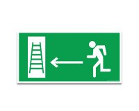 Panneau secours - Évacuation flèche gauche vers échelle  - 200 x 100 mm - Vinyle